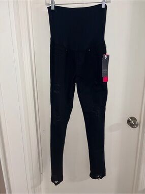 Black Maternity Skinny Jeans with Supportive Panel